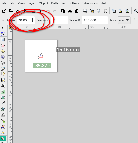 Inkscape Measure tool font size