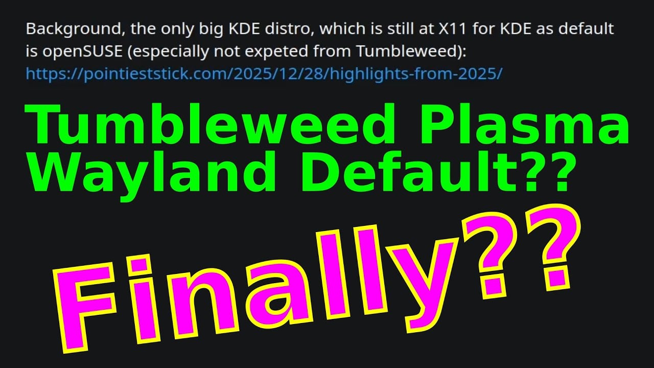 openSUSE Tumbleweed to enable Wayland by default on KDE Plasma